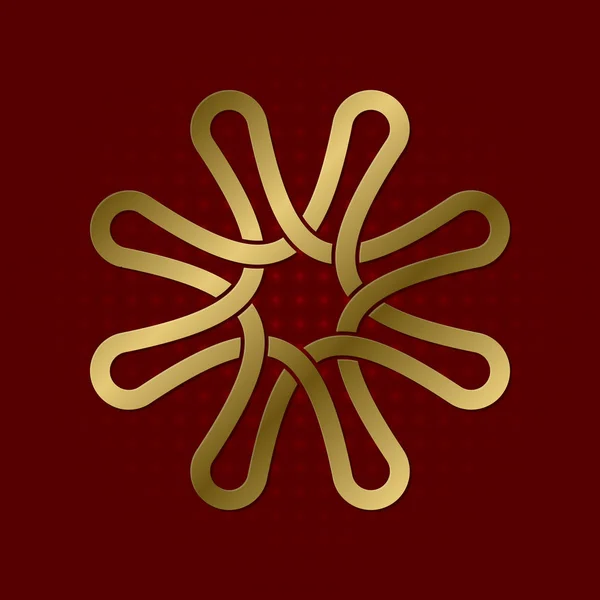 Heiliges geometrisches Symbol aus acht Blütenblättern Plexus. goldenes Mandala-Logo. — Stockvektor
