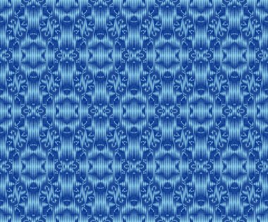 Indigo boyalı ikat Dikişsiz desen. Zarif süsleme Tekstil tasarımı.
