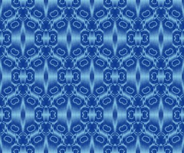 Indigo boyalı ikat Dikişsiz desen. Orijinal süsleme Tekstil tasarımı.