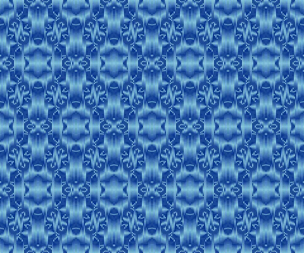 Indigo tingido ikat padrão sem costura. Design têxtil ornamento elegante . — Vetor de Stock