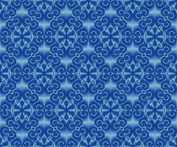 Indigo teint ikat motif sans couture. Décoration ethnique design textile . — Image vectorielle
