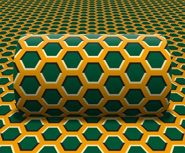 Zwei Kugeln mit sechseckigem Muster bewegen sich auf rotierenden blauen