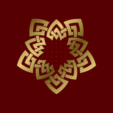 Beş sivri pleksus kutsal geometrik sembolü. Altın mandala logosu.