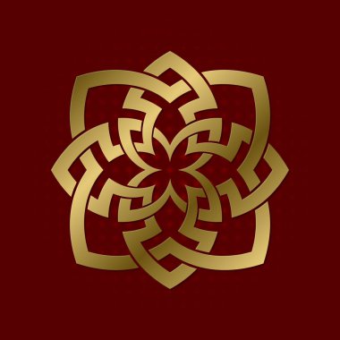 Sekiz yaprakları pleksus kutsal geometrik sembolü. Altın mandala logosu.