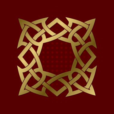 Kare pleksin kutsal geometrik sembolü. Altın mandala logosu çerçevesi.