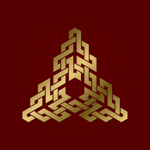 Symbole géométrique sacré du plexus triangulaire. Logo mandala doré . — Image vectorielle