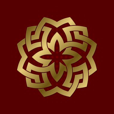 Dört yaprakları pleksus kutsal geometrik sembolü. Altın mandala logosu.