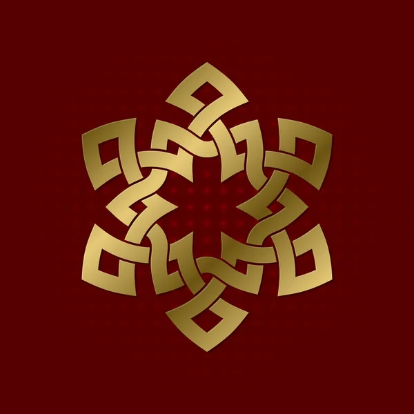 6つの尖った神経叢の神聖な幾何学的シンボル。ゴールデンマンダラロゴ. — ストックベクタ