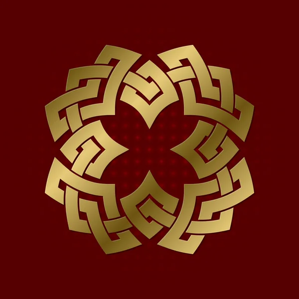 Sacred geometric symbol of four petals plexus. Golden mandala logo. — Stock Vector