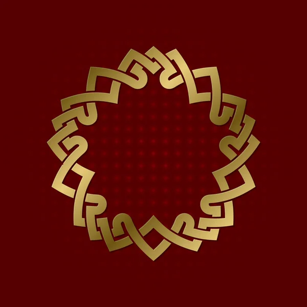 Sacred geometric symbol of five pointed plexus. Golden mandala logo frame. — Stock Vector