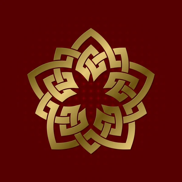 Heiliges geometrisches Symbol aus fünf spitzen Plexus. goldenes Mandala-Logo. — Stockvektor