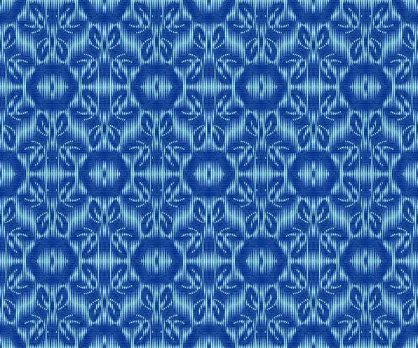 Texture textile créative motif sans couture ikat teint indigo . — Image vectorielle