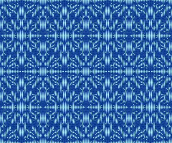 Ethnic patterned textile texture indigo dyed ikat seamless pattern. — Stock Vector