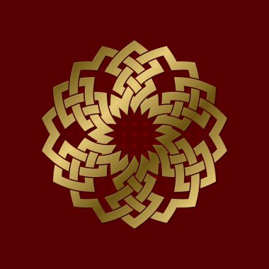 Dairesel pleksus kutsal geometrik sembolü. Altın mandala logosu.