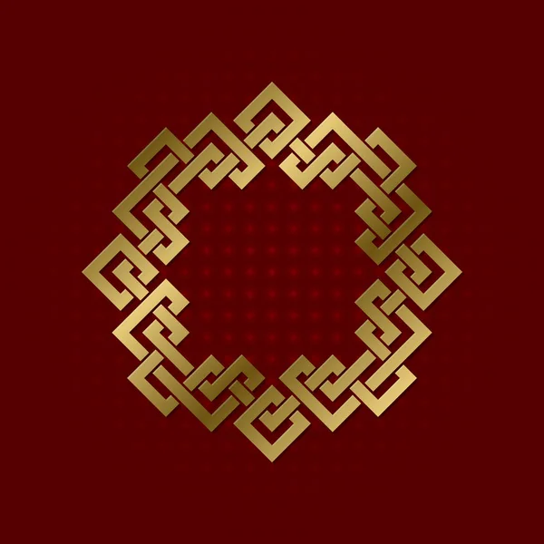 Heiliges geometrisches Symbol des quadratischen Plexus. Goldener Rahmen mit Mandala-Logo. — Stockvektor