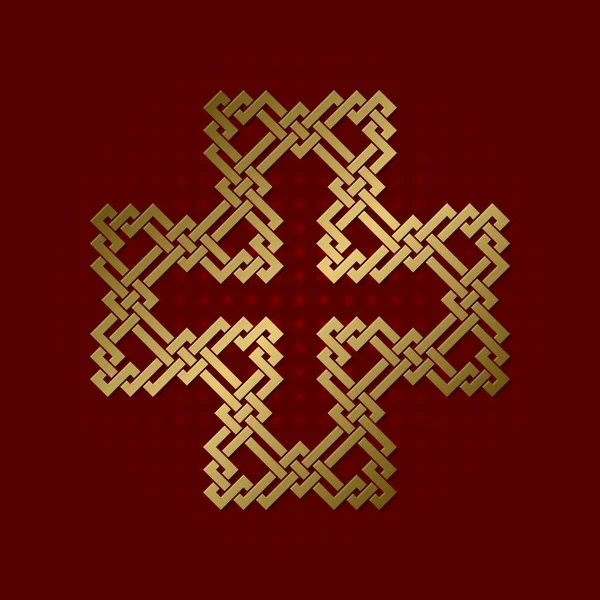 Helig geometrisk symbol för korsform plexus. Gyllene andliga logotyp. — Stock vektor