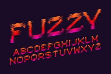 Bulanık alfabe. Pembe kırmızı turuncu degrade yazı tipi. İzole İngiliz alfabesi.