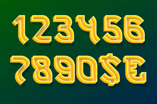Декоративные номера с валютными знаками в трехмерном этно стиле . — стоковый вектор