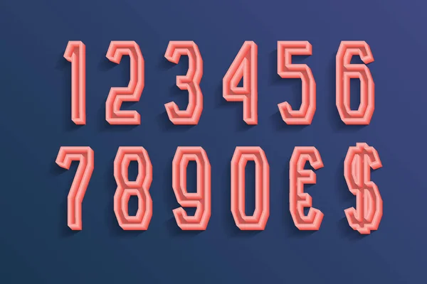 Números perfeitos com sinais de moeda em estilo urbano 3d . — Vetor de Stock