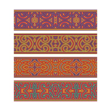 Etnik kabile kurdele tasarımı. Vektör desen fırçaları oluşturmak için süs öğelerini Fırça Pannel'e taşıyın.