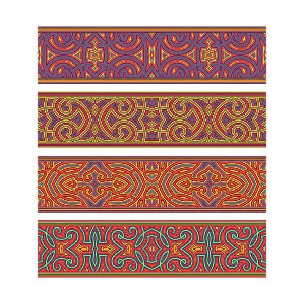 Дизайн этнических племенных лент. Перемещение элементов орнамента на Панель кистей для создания кистей векторных шаблонов . — стоковый вектор