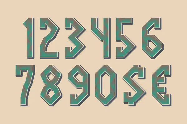 エキゾチックなスタイルの通貨記号を持つヘリンボーンパターン番号. — ストックベクタ
