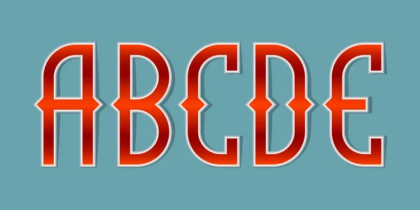 Lettres de dégradé rouge orange A, B, C, D, E. Fonte brillante élégante . — Image vectorielle