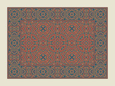 Asya geleneksel halı. Renkli kabile süsü. Dekoratif İran halısı.