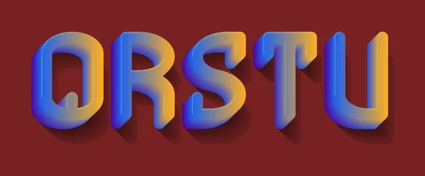 Q, R, S, T, U letras de gradiente naranja azul. 3d festive fuente . — Vector de stock