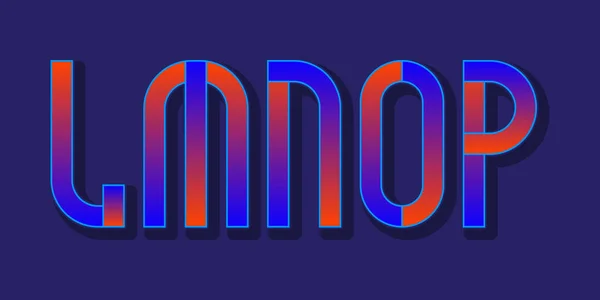 L; M; N; O; P letras de gradiente azul rojo. Urban vibrant fuente . — Archivo Imágenes Vectoriales