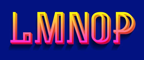 L, M, N, O, P letras amarillas de color rosa 3d. Volumetric gradient fuente . — Archivo Imágenes Vectoriales