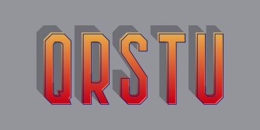 Q, R, S, T, U gradyan stilize harfler. 3d kentsel yazı tipi.