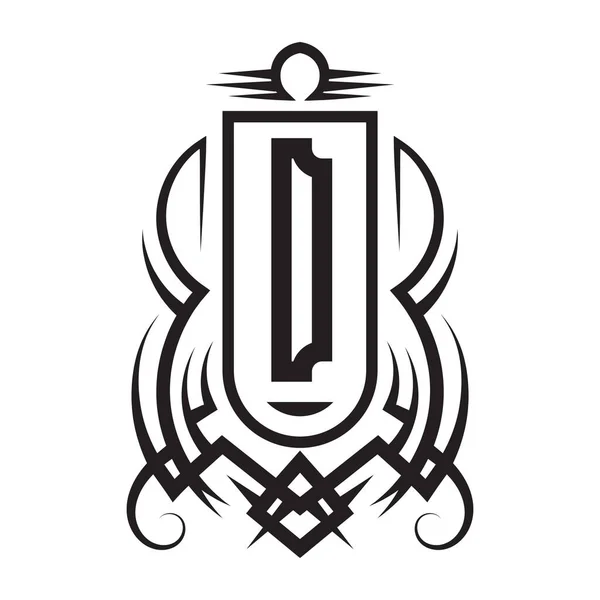 Modèle Monogramme Tribal Avec Lettre Emblème Gothique Signe Chevalier Modèle — Image vectorielle