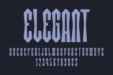 Zarif sanatsal yazı tipi. Zarif harfler, sayılar ve para birimi işaretleri. İzole edilmiş İngiliz alfabesi. Vektör harfleri.