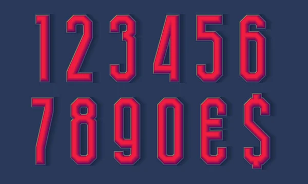 Τέλεια Αριθμούς Και Σύμβολα Νόμισμα Σκιά Ογκομετρική Γραμματοσειρά Προβολής — Διανυσματικό Αρχείο