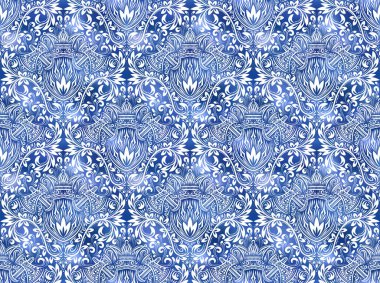 Klasik çivit mavisi, pürüzsüz desen. Geleneksel süslemeli mürekkep dokusu.