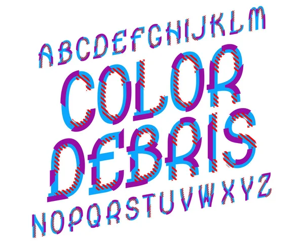 Color Debris Typeface Colorful Font Isolated English Alphabet — Stock Vector