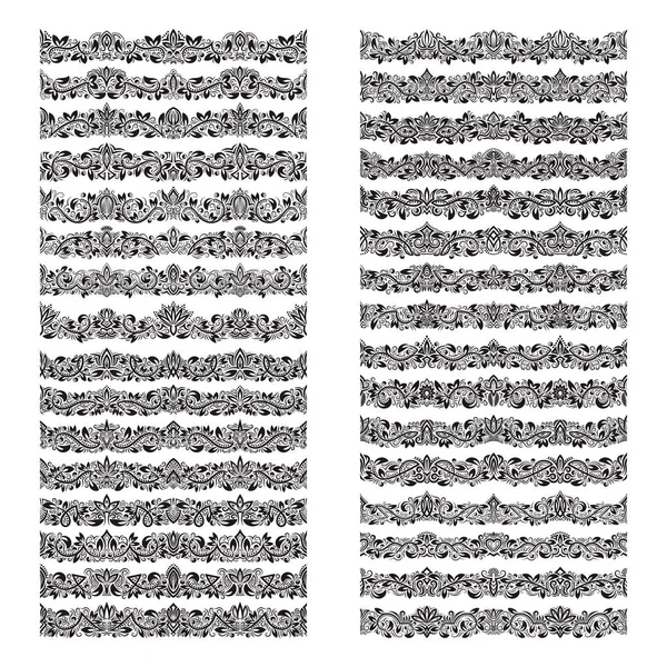 Вінтажні Векторні Пензлі Великий Набір Набір Шаблонів Кордонів Дизайну Рамок — стоковий вектор