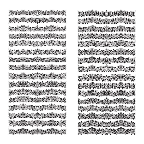 Вінтажні Векторні Пензлі Великий Набір Набір Шаблонів Кордонів Дизайну Рамок — стоковий вектор