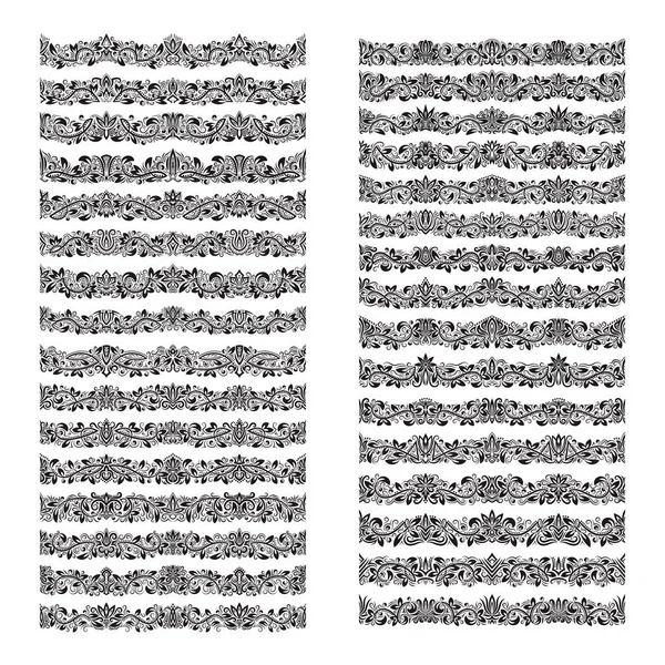 Вінтажні Векторні Пензлі Великий Набір Набір Шаблонів Кордонів Дизайну Рамок — стоковий вектор