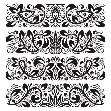 Tasarım için klasik dekoratif öğeler. Antika tarzında çiçek süslemeleri..