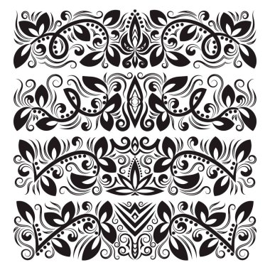 Tasarım için klasik dekoratif öğeler. Antika tarzında çiçek süslemeleri..