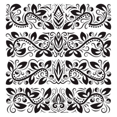 Tasarım için klasik dekoratif öğeler. Antika tarzında çiçek süslemeleri..