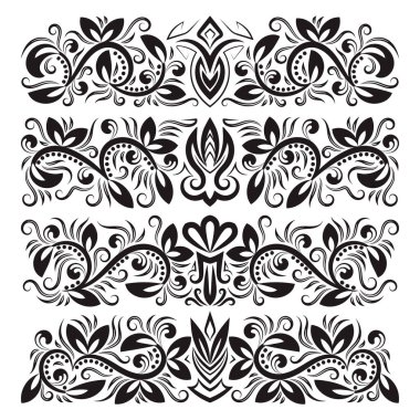 Tasarım için klasik dekoratif öğeler. Antika tarzında çiçek süslemeleri..