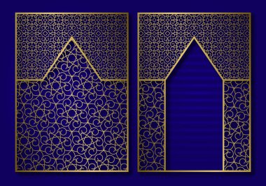 Altın antika kitap kapağı şablonu. Kitapçık tasarımının yüzü ve arkası.