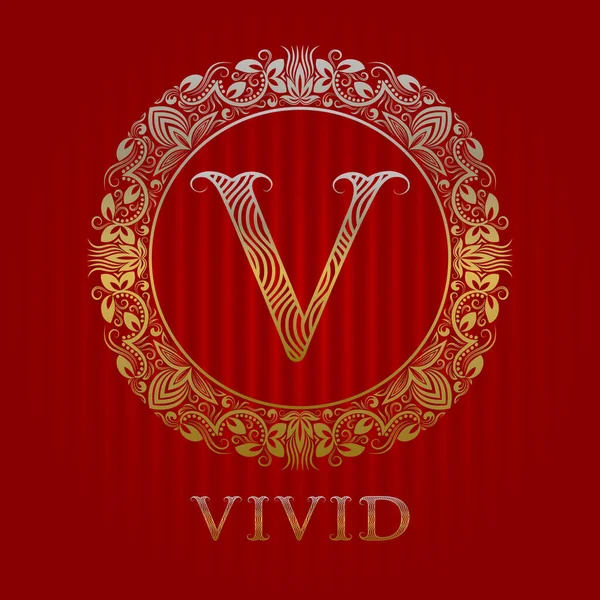 Golden Logo Template Vivid Boutique Vector Monogram — Stock Vector