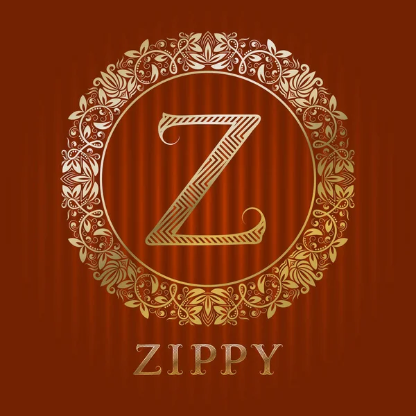 Modello Logo Dorato Boutique Zippy Monogramma Vettoriale — Vettoriale Stock