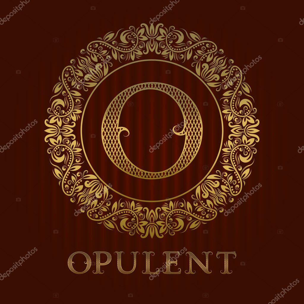 Golden logo template for opulent boutique. Vector monogram.
