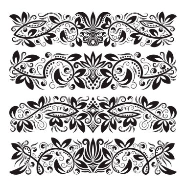 Tasarım için klasik dekoratif öğeler. Antika tarzında çiçek süslemeleri..