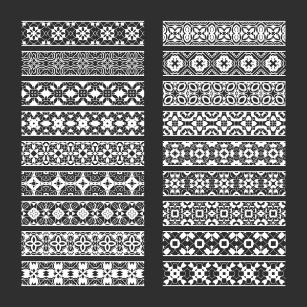 Традиційні Декоративні Елементи Створення Векторних Пензлів Набір Шаблонів Кордонів Дизайну — стоковий вектор